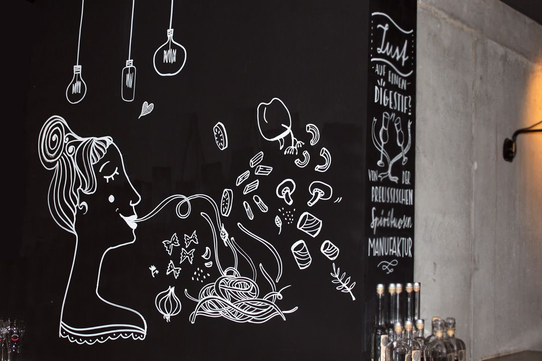 Ulrike Jensen - Projekt Wand Illustration Kreide - Chalk Art Mural